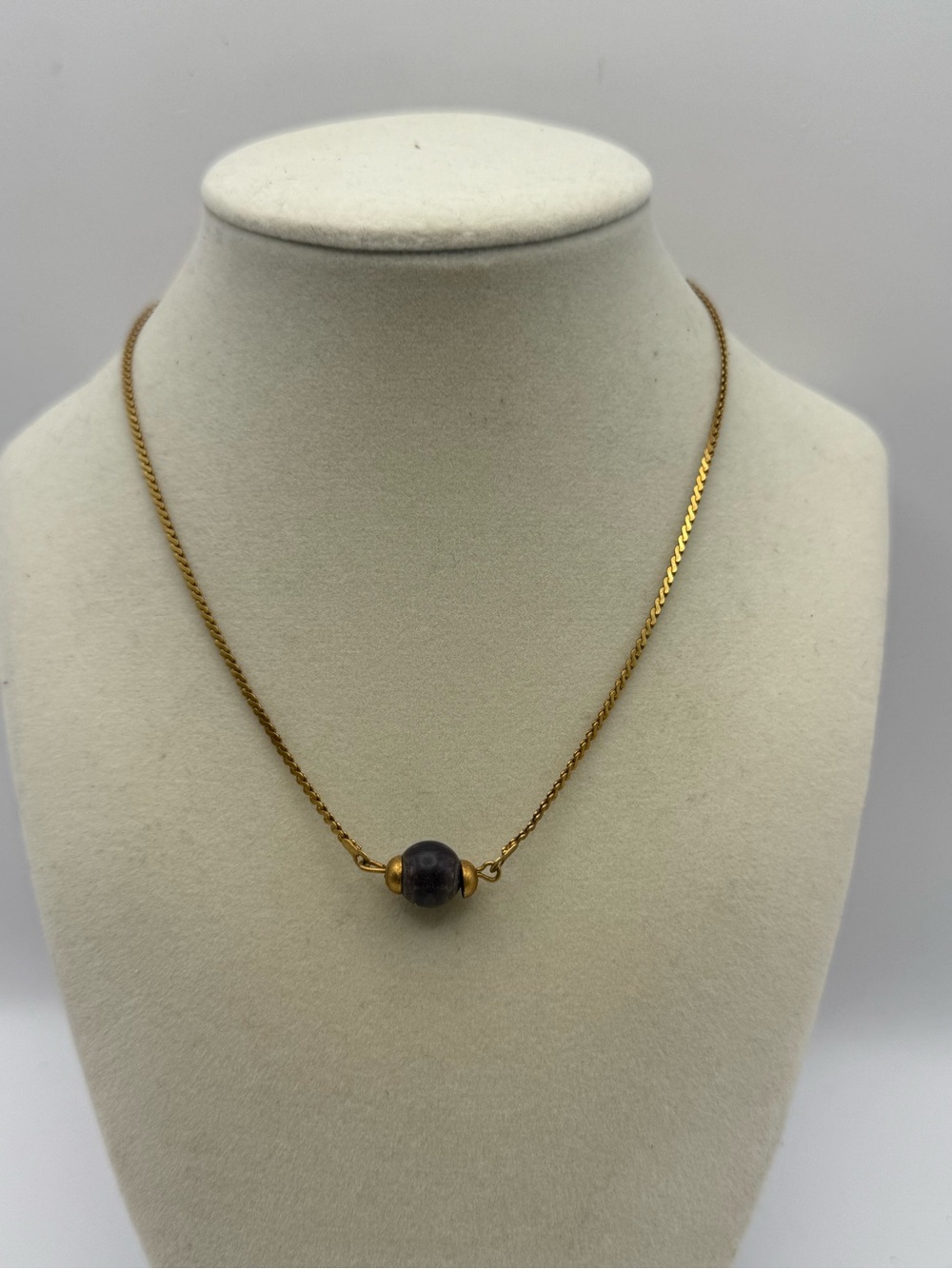 Park Lane Gold Tone Necklace Purple Bead Pendant Vintage Costume Jewelry